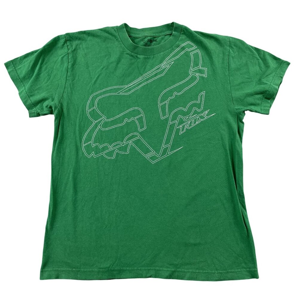 Fox‎ Racing T-Shirt Mens Medium Green Logo Motorcross Tee